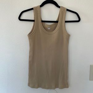 Uniqlo women tank top XS cream beige tan